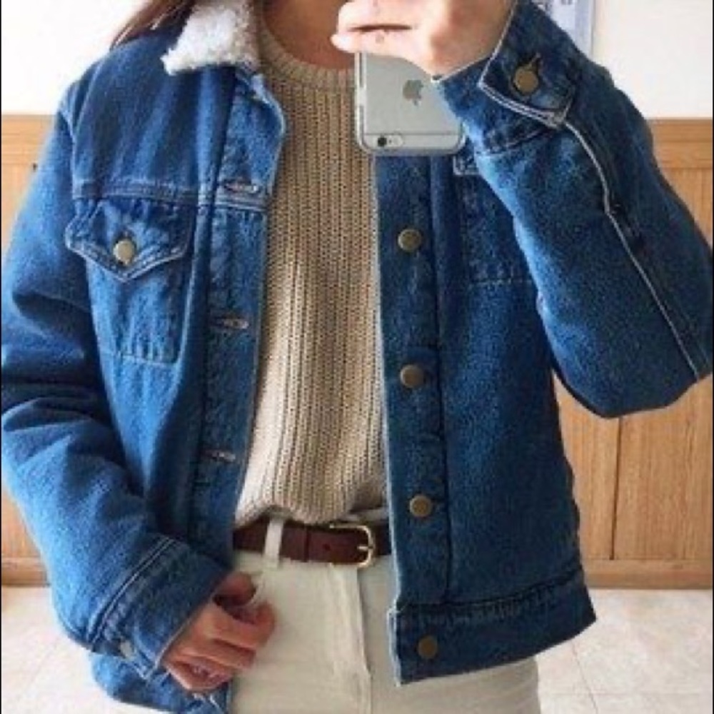 American Apparel denim jacket shearling collar